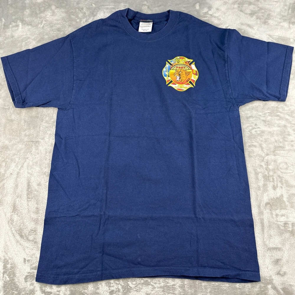 Collectible FDNY Port Richmond Cougar Country Navy Blue Graphic T-Shirt Mens L